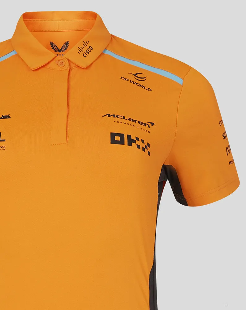 McLaren polo, Castore, team, women, orange, 2024