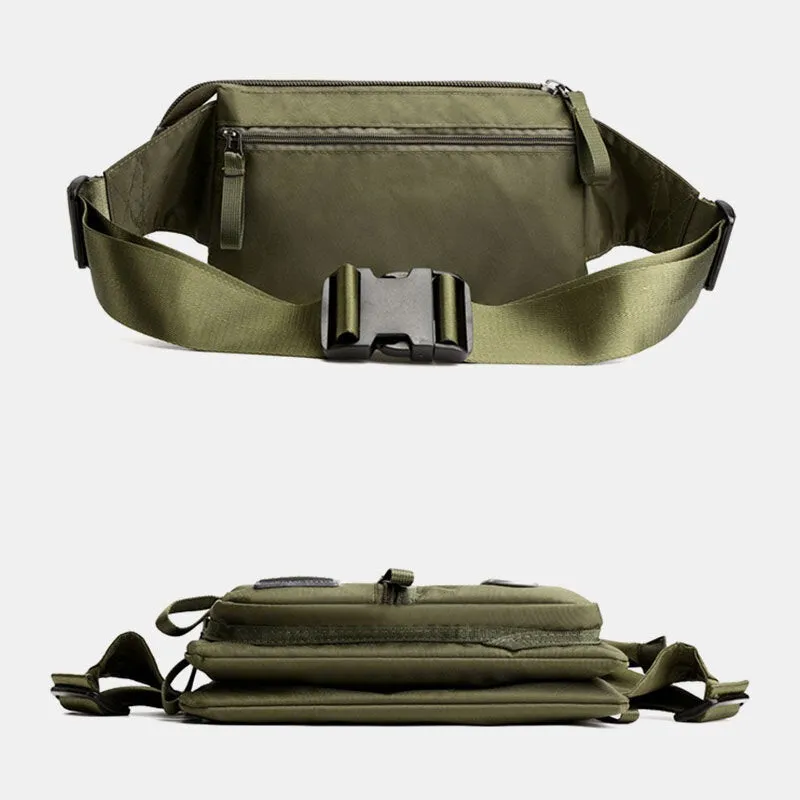 Men Nylon Multi-layer Large Capacity Chest Bag Multi-pocket Anti-theft Waist Bag Crossbody Shoulder