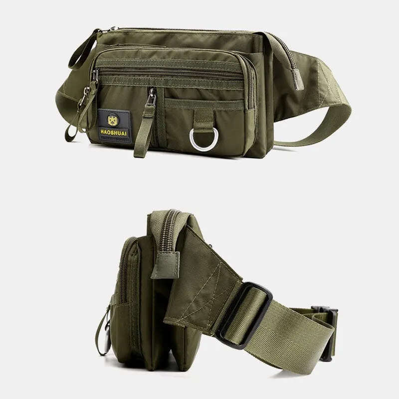 Men Nylon Multi-layer Large Capacity Chest Bag Multi-pocket Anti-theft Waist Bag Crossbody Shoulder