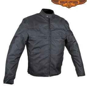 Men's Black Textile Racer Style Jacket