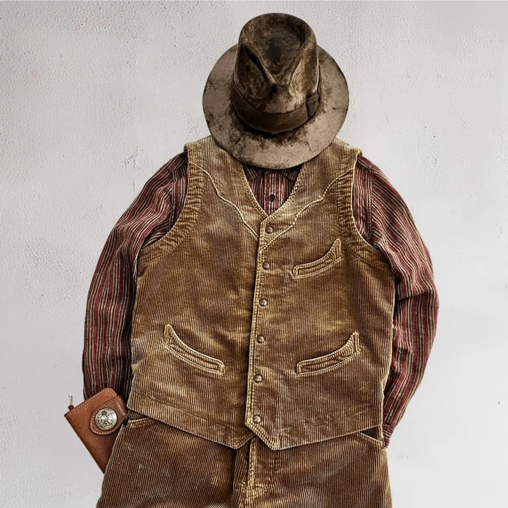 Men's Corduroy Western Vest Camel