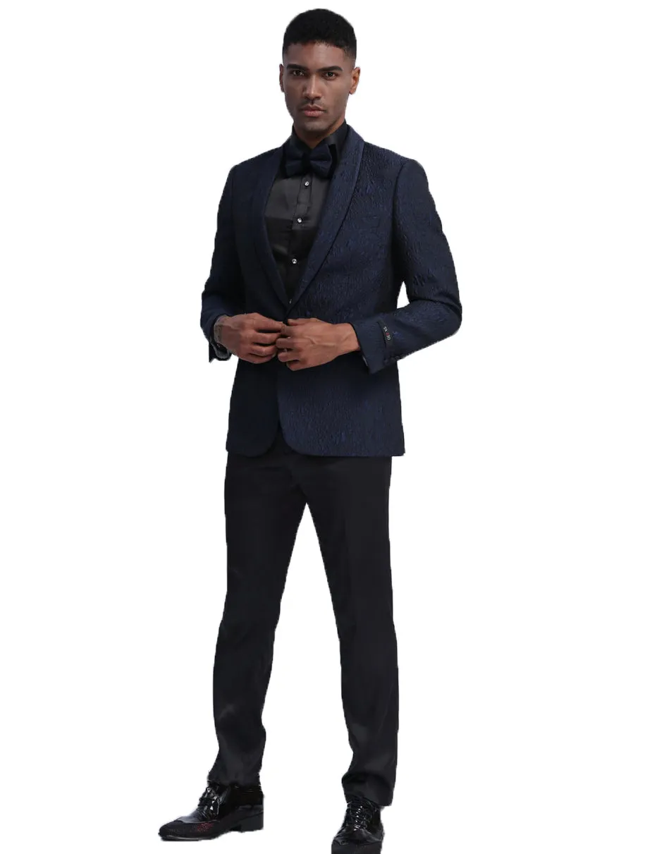 Mens Empire Navy Paisley Lace Blazer