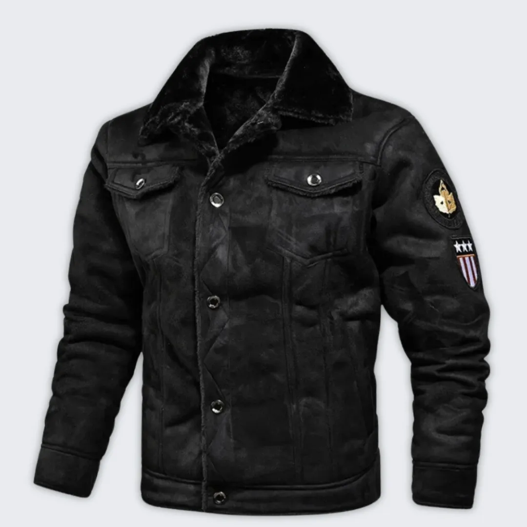 Men's Fleece-Lined Leather Jacket - Stylish Winter Essential