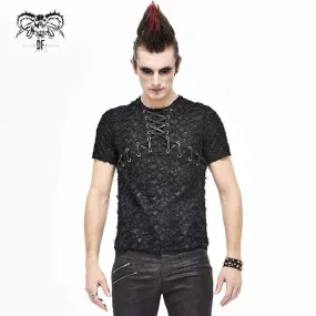 Men's Gothic Lace-Up Lace Short Sleeved Shirts