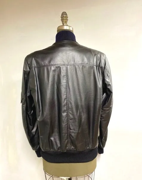 Men's Leather Bomber Jacket- Style #AB104BJ