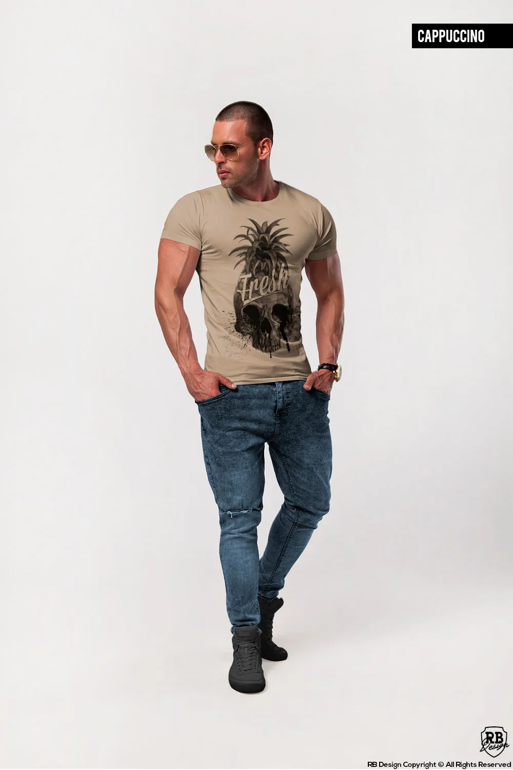 Men's Pineapple Skull T-shirt Cool Graphic Tee / color option / MD486