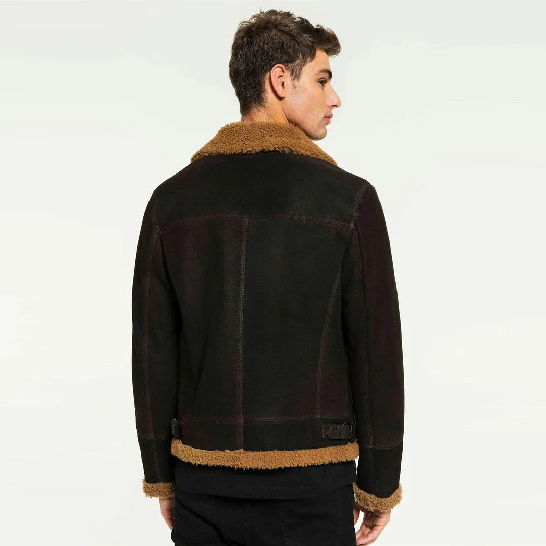 Men's Toffee Aviator Shearling Jacket