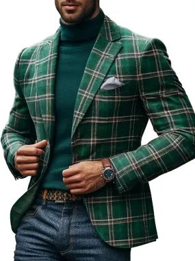 Men's Vintage Check Print Single Breasted Blazer