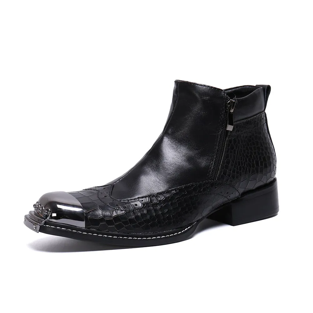 Mens Zip Captoe Wing Tip Boots