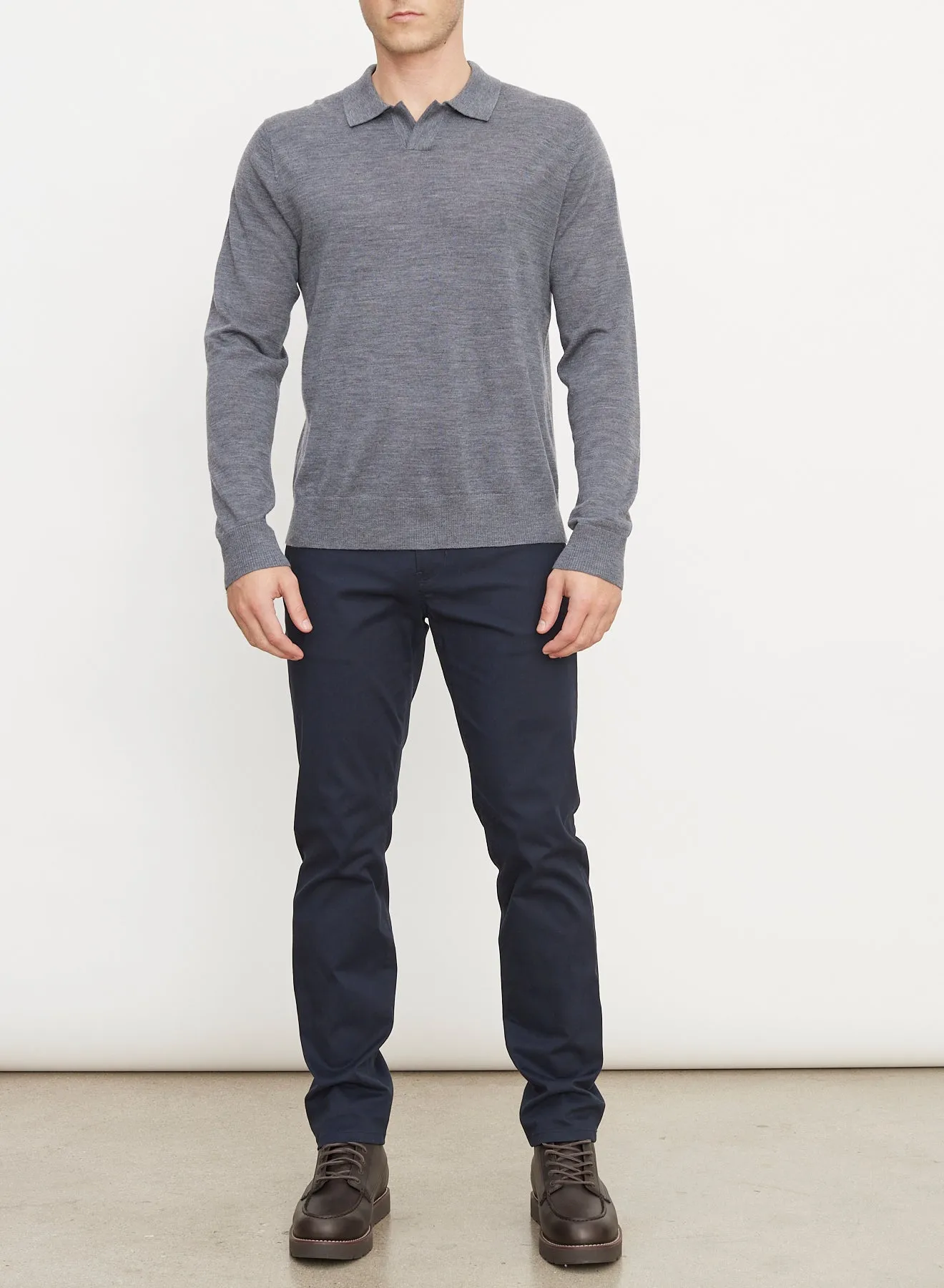 Merino L/S Johnny Collar