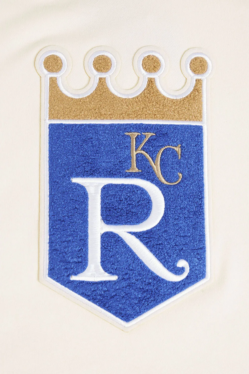 MLB KANSAS CITY ROYALS RETRO CLASSIC WOMEN'S CROPPED PO HOODIE (EGGSHELL/ UNIVERSITY BLUE)