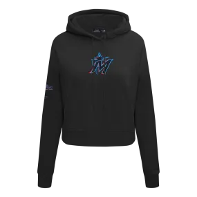 MLB MIAMI MARLINS CLASSIC WOMEN'S FLC CROPPED PO HOODIE (BLACK)