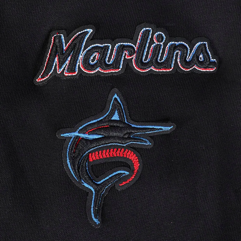 MLB MIAMI MARLINS CLASSIC WOMEN'S FLC CROPPED PO HOODIE (BLACK)