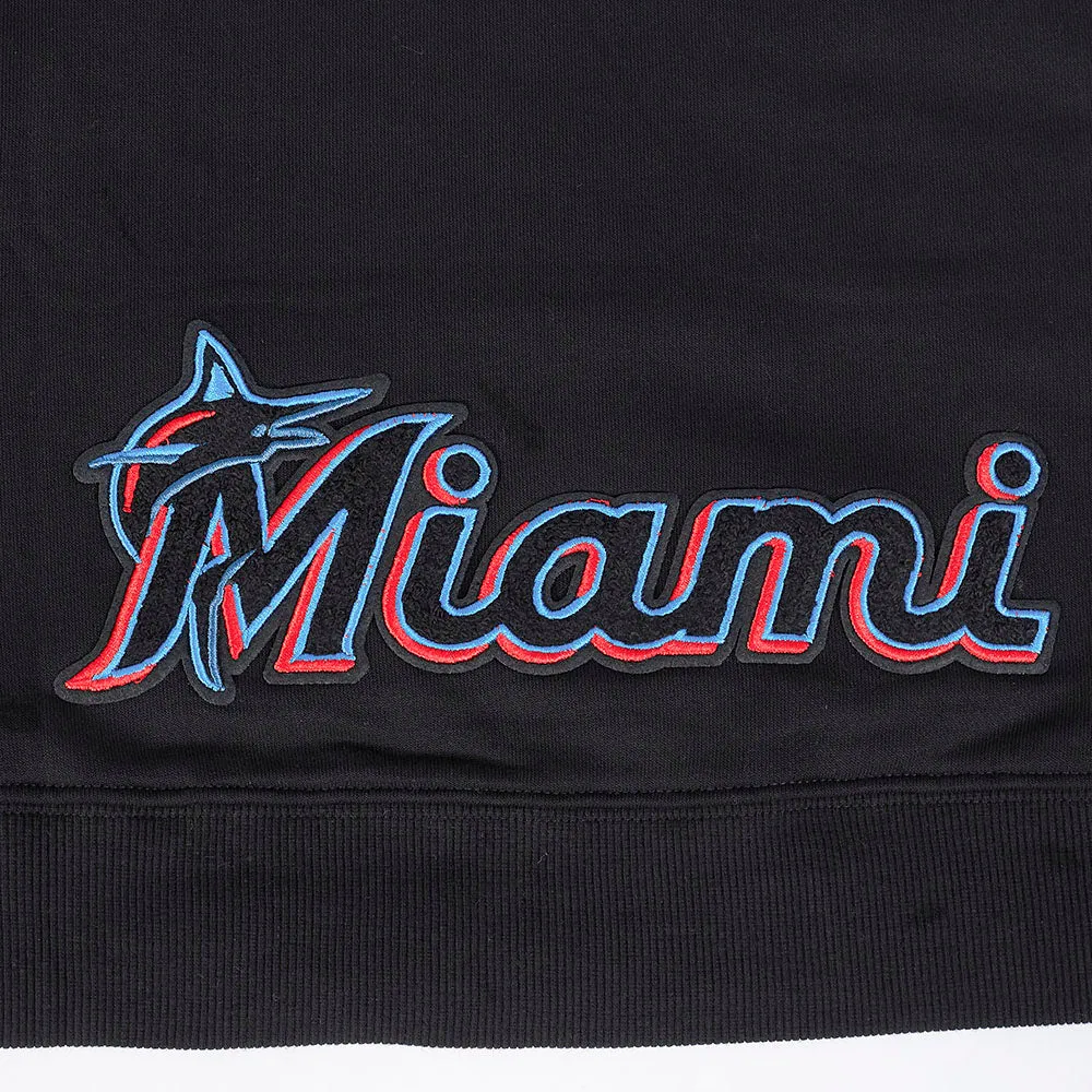 MLB MIAMI MARLINS CLASSIC WOMEN'S FLC CROPPED PO HOODIE (BLACK)