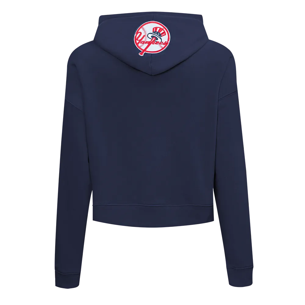 MLB NEW YORK YANKEES GAME DAY CLASSICS WOMEN'S DK CROPPED PO HOODIE (MIDNIGHT NAVY)