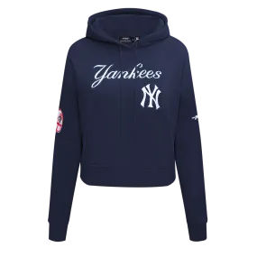 MLB NEW YORK YANKEES GAME DAY CLASSICS WOMEN'S DK CROPPED PO HOODIE (MIDNIGHT NAVY)