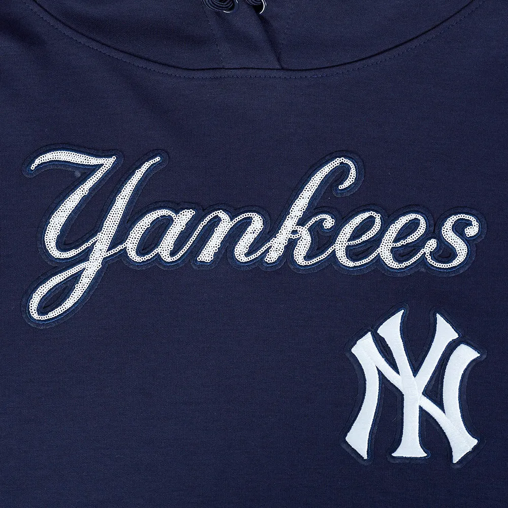 MLB NEW YORK YANKEES GAME DAY CLASSICS WOMEN'S DK CROPPED PO HOODIE (MIDNIGHT NAVY)