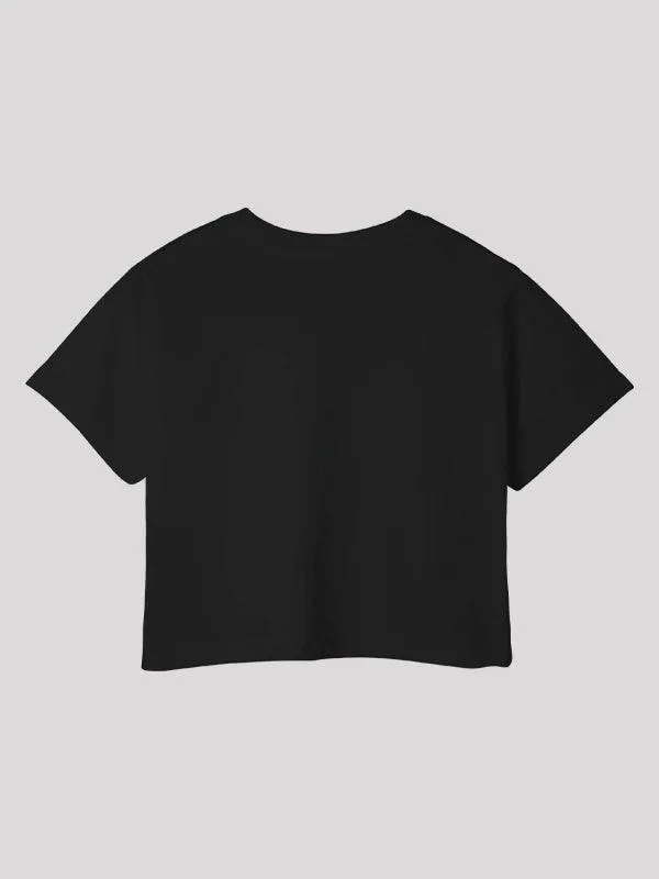 Mystical Eyes Black Crop Top For Women