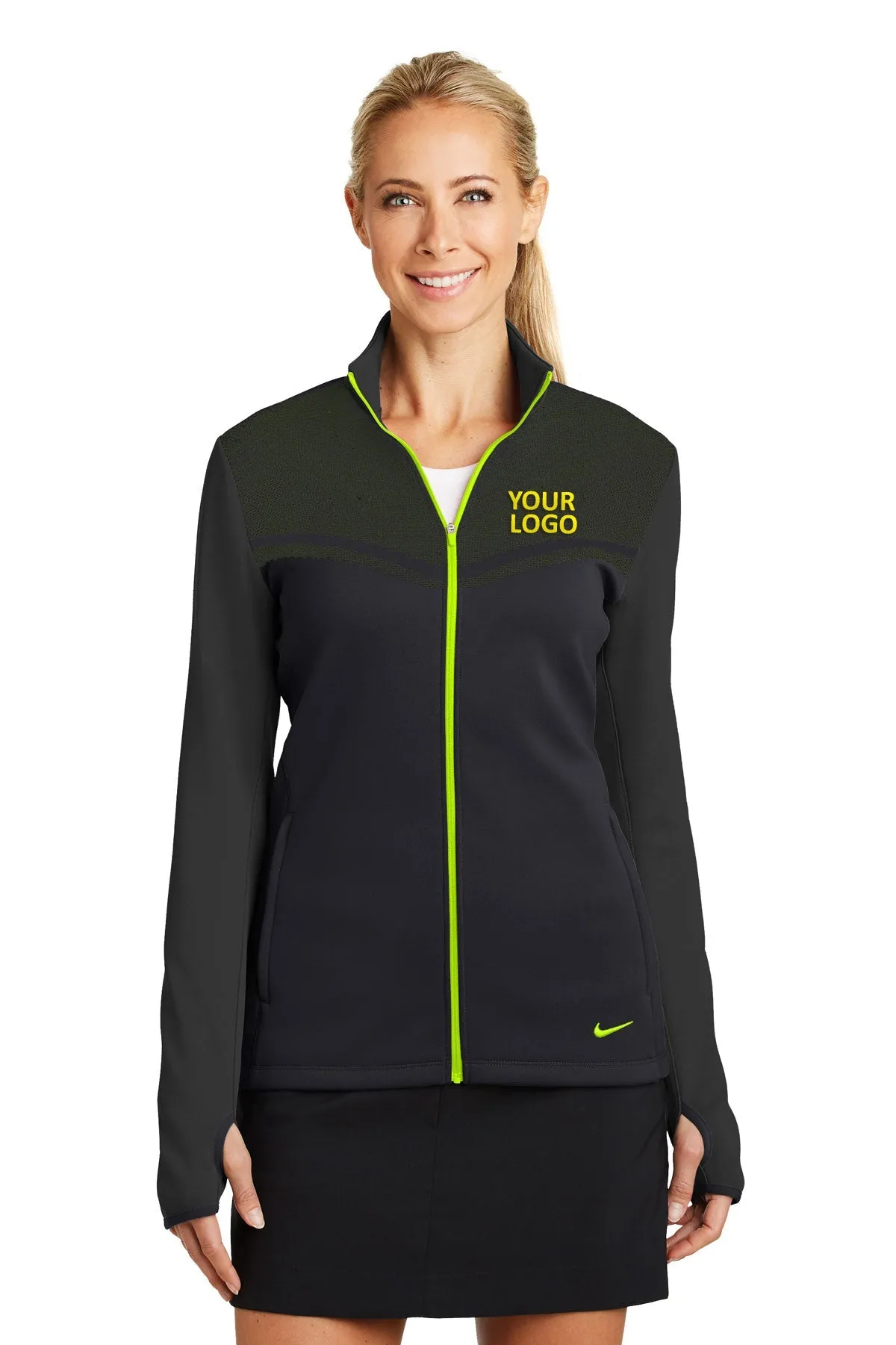 Nike Ladies Therma-FIT Hypervis Custom Jackets, Black/ Volt