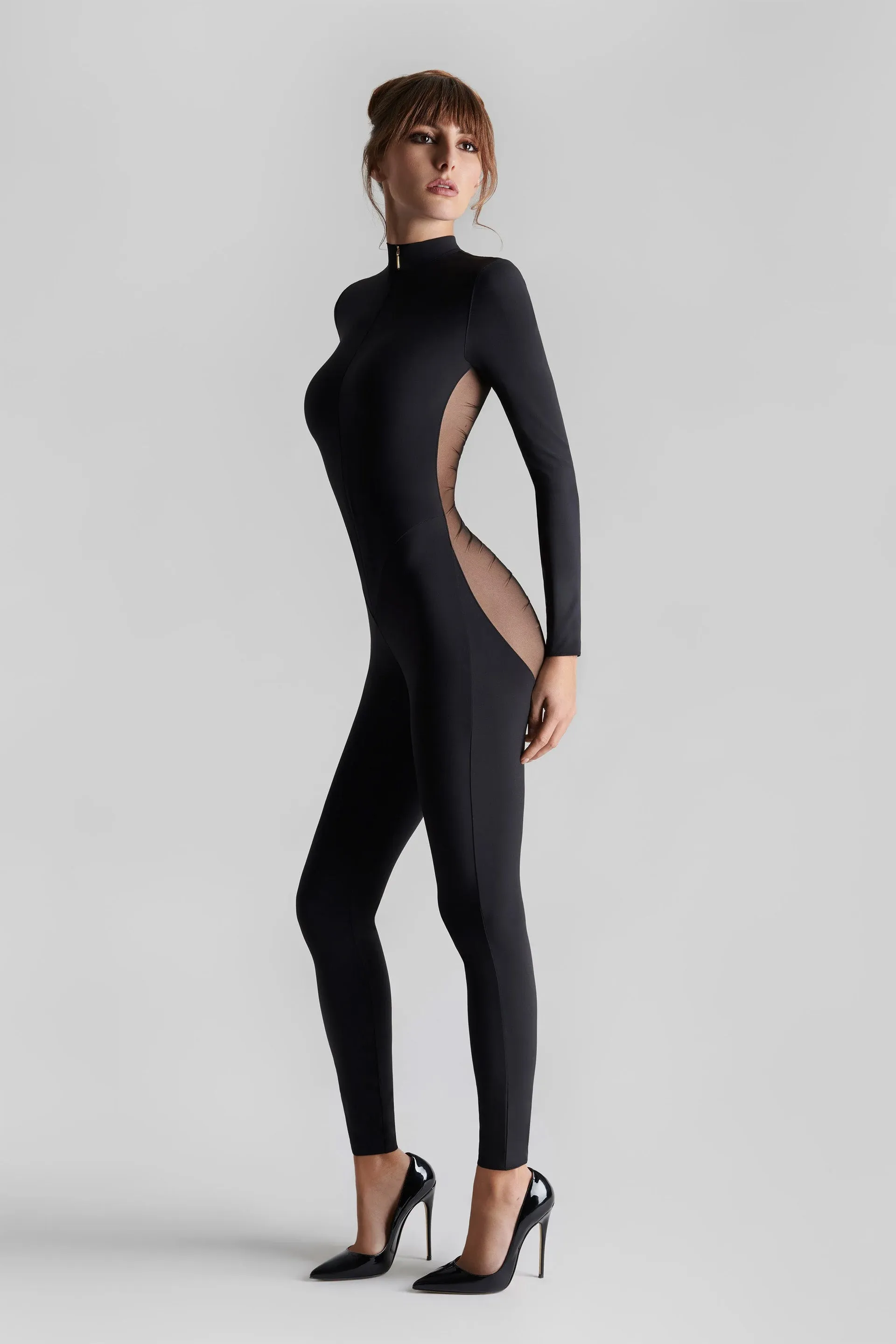 Nuit Fauve Transparent back long sleeves Jumpsuit