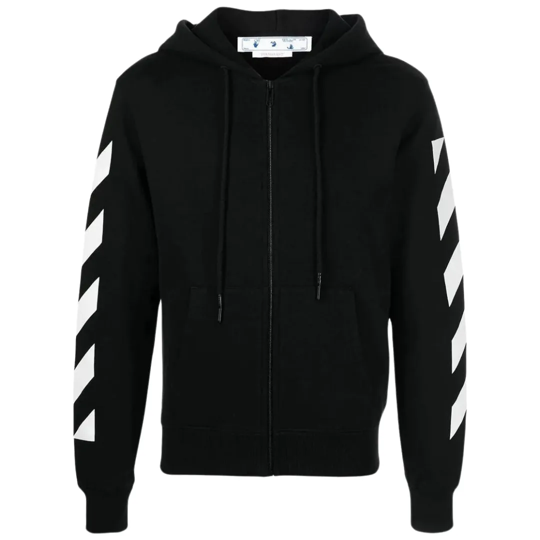 Off White Diag Arrow Black Slim Zip Up Hoodie