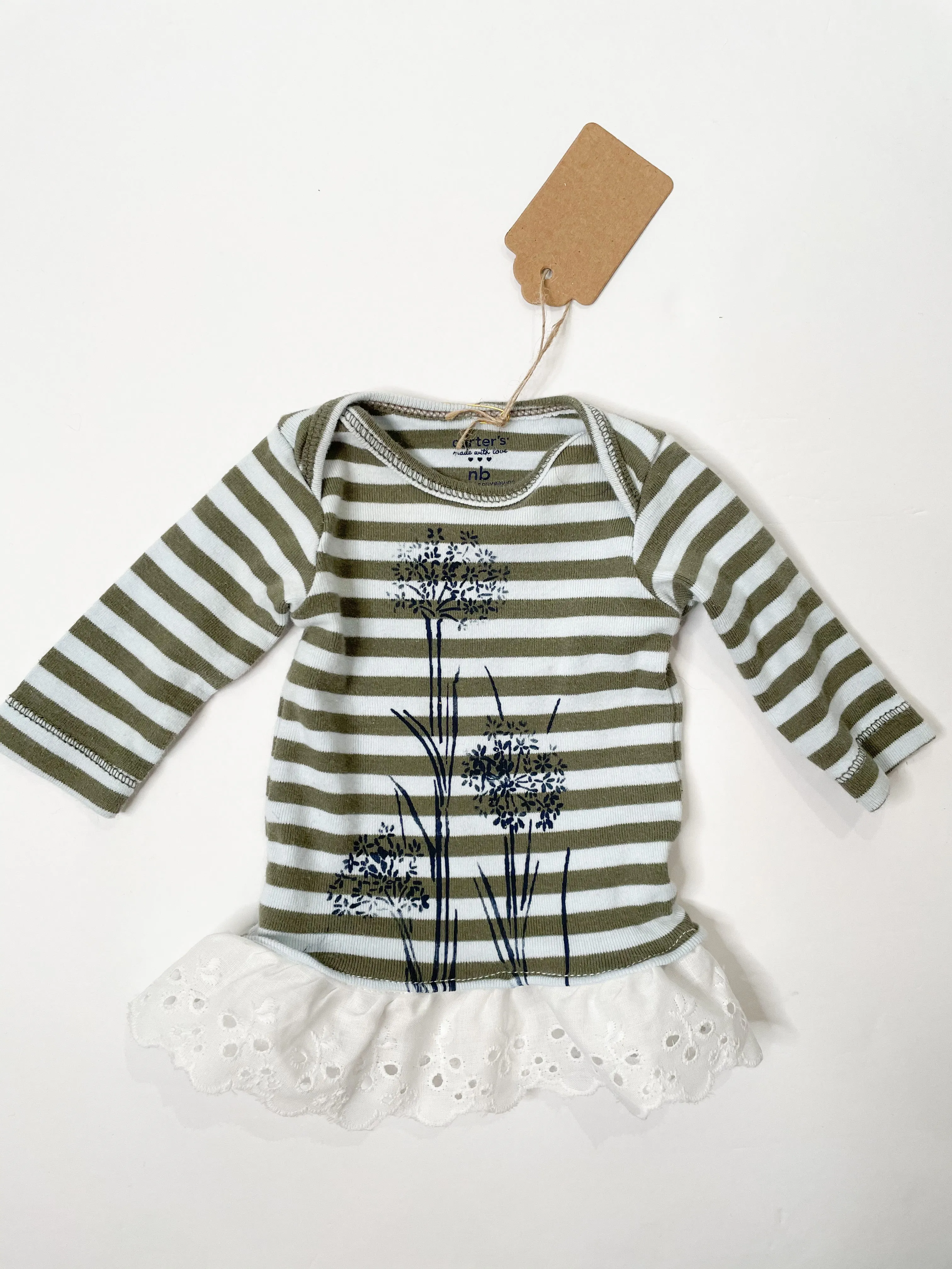 Olive Green & Blue Stripe Eco Pretty Reimagined Tutu Pet Shirt