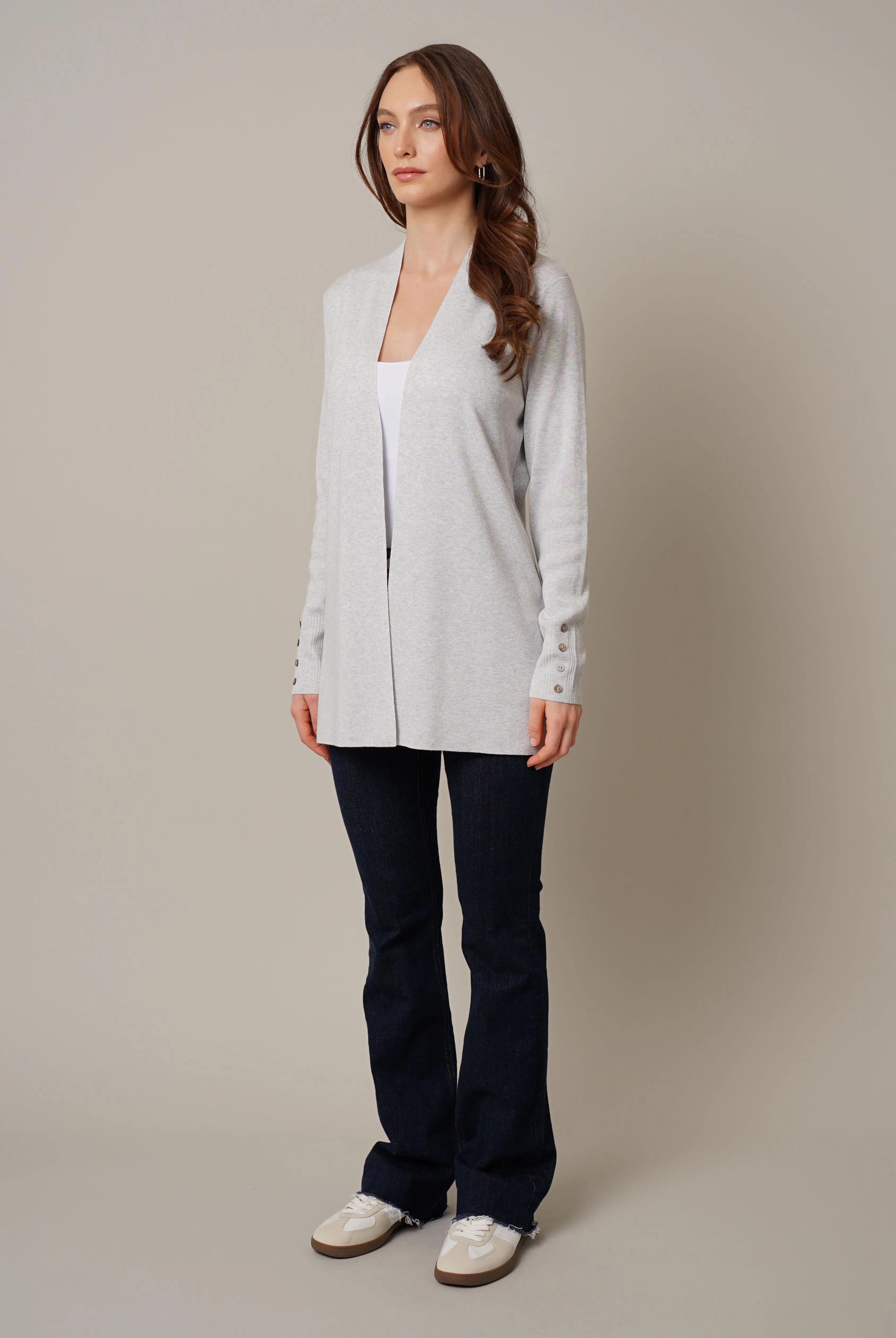 Open Cardigan with Shell Button