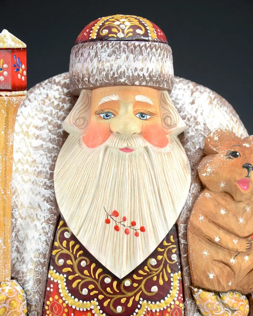 Ornate Russian Santa with Tree and Bear Cub