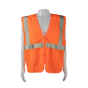 OVM2-CB0 ANSI/ISEA 107-2020 CLASS 2 Orange Mesh Safety Vest Zipper Closure