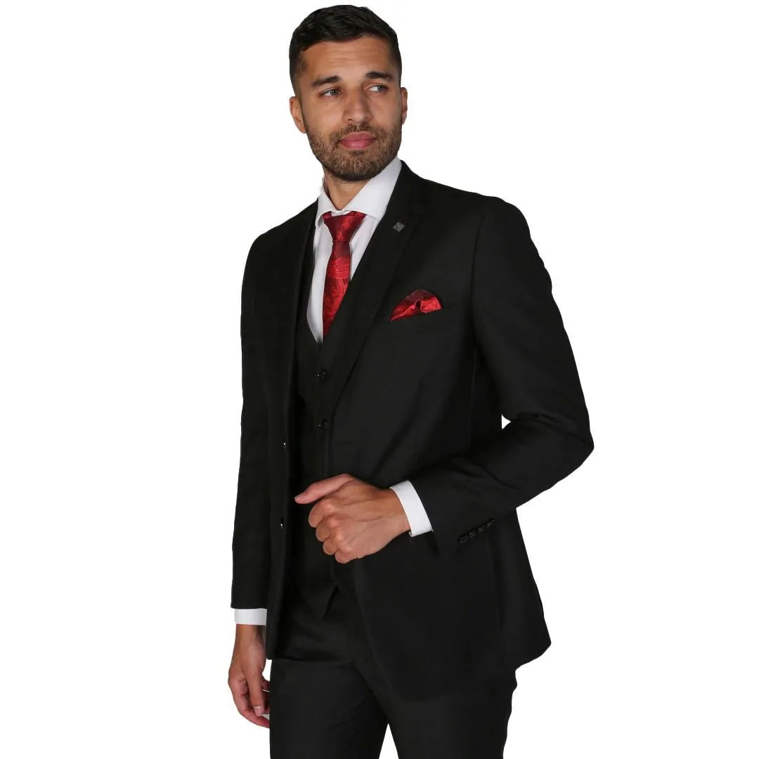 Parker - Men's Plain Black Blazer Prom Wedding Office