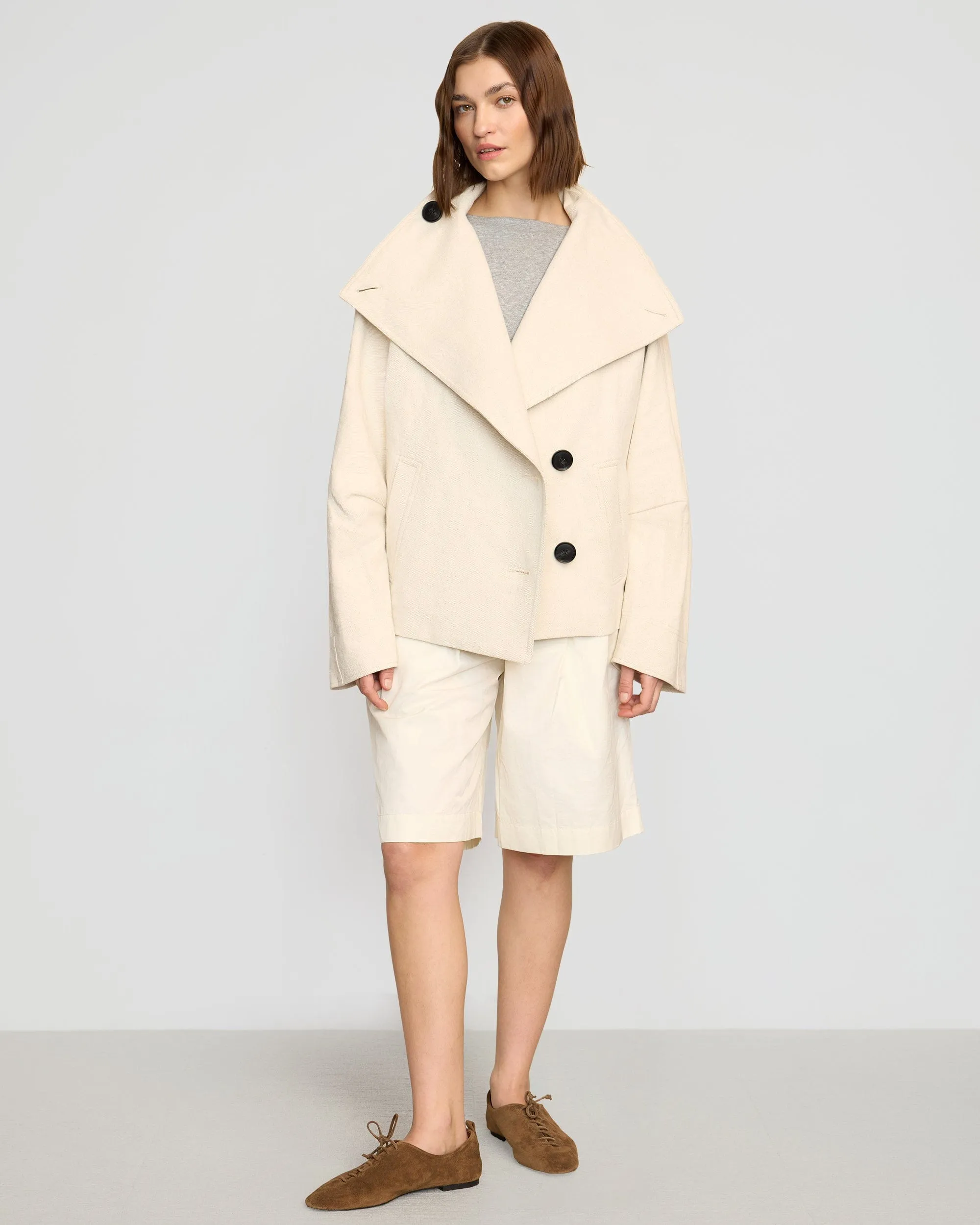 Pascia Collared Canvas Peacoat