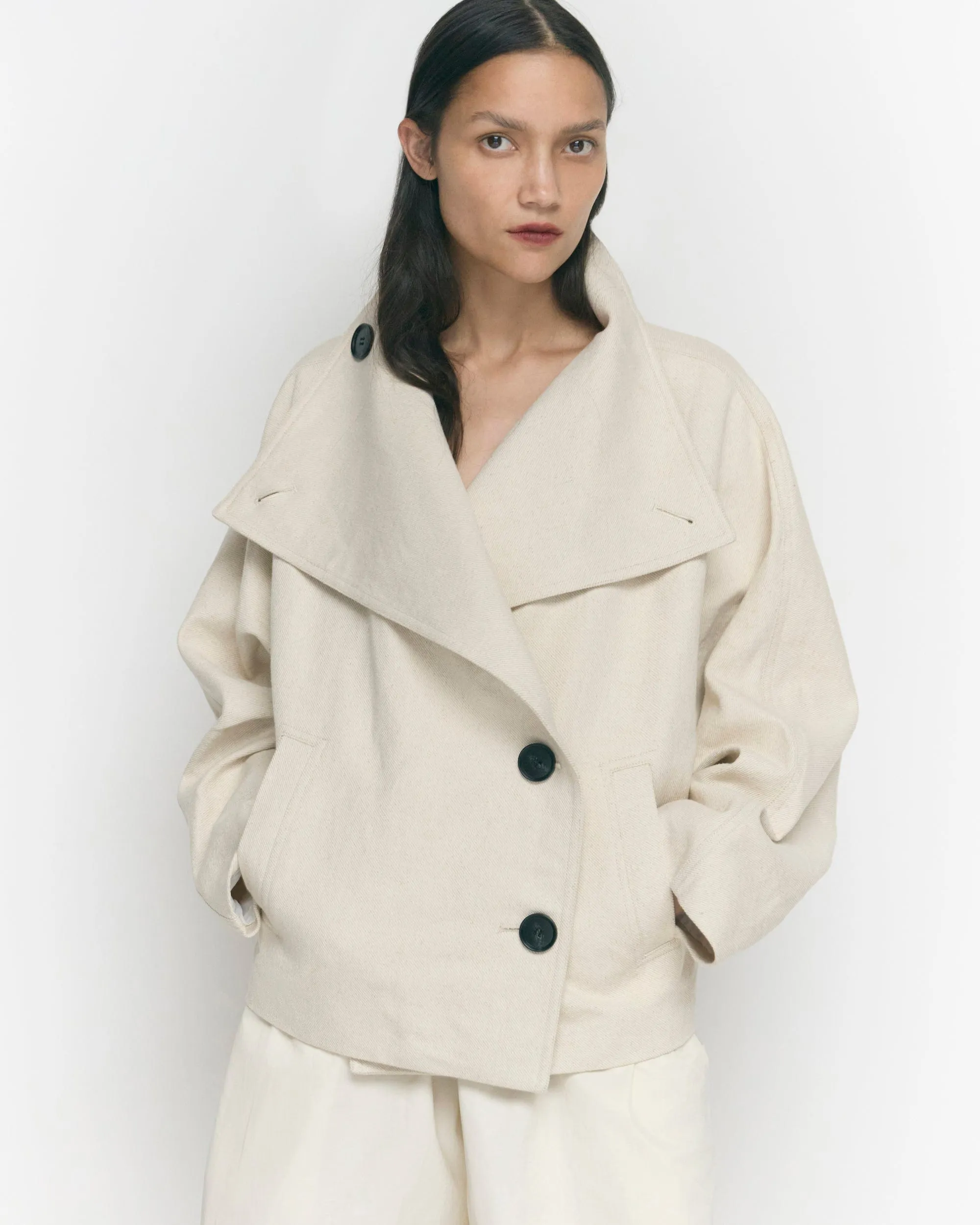 Pascia Collared Canvas Peacoat