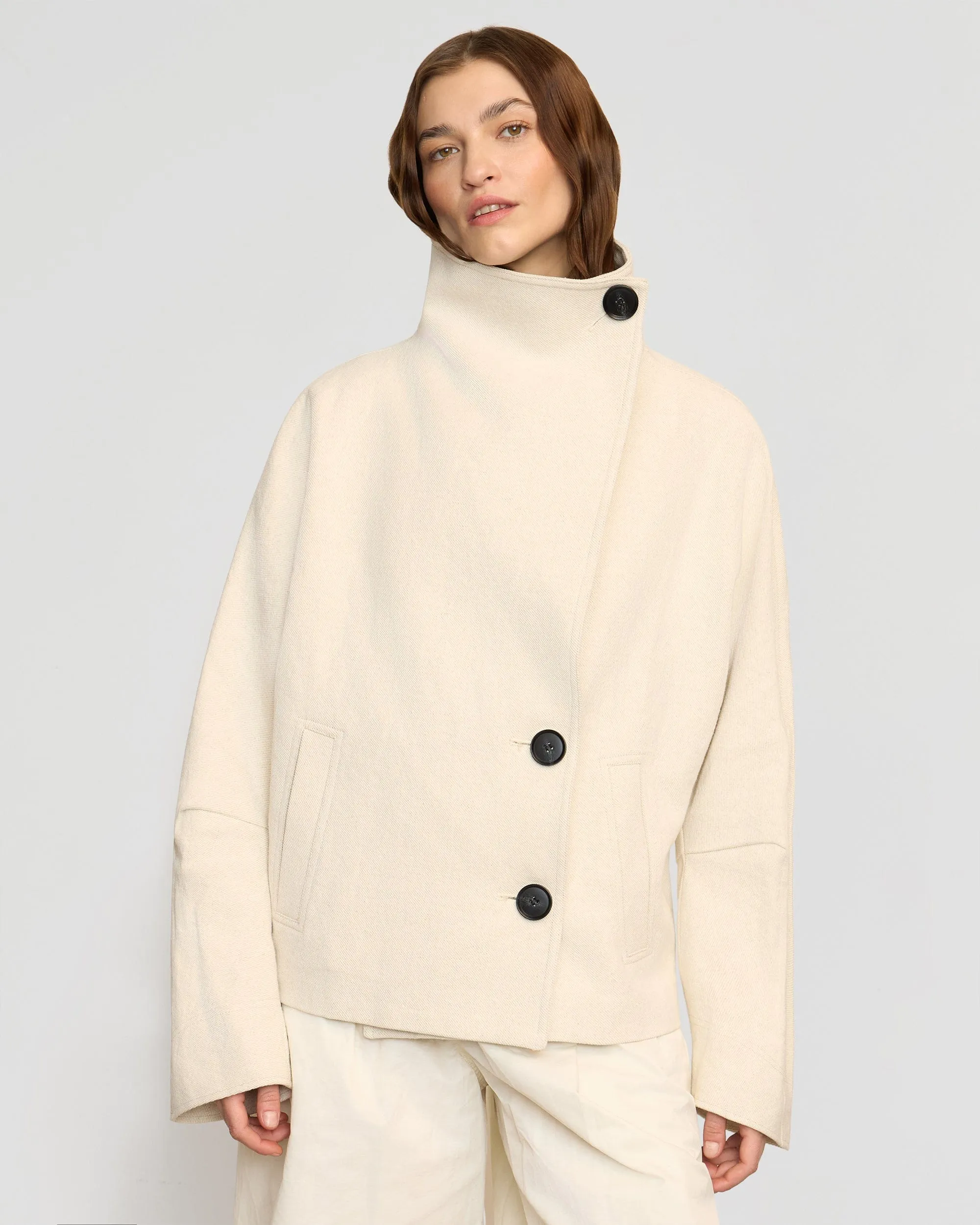 Pascia Collared Canvas Peacoat