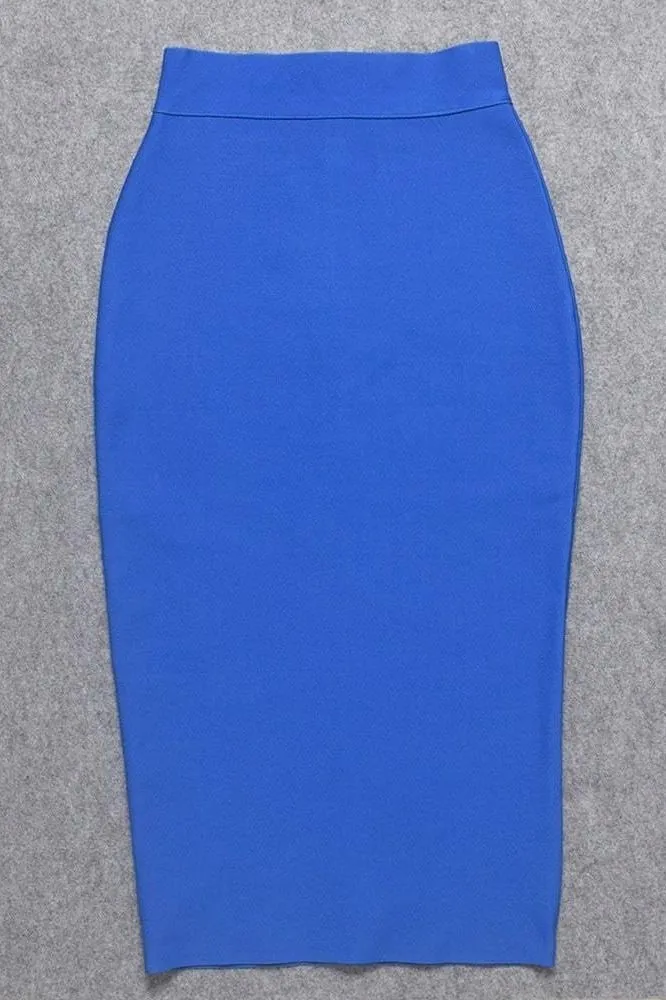 Pencil High Waist Bandage Midi Skirt - Royal Blue