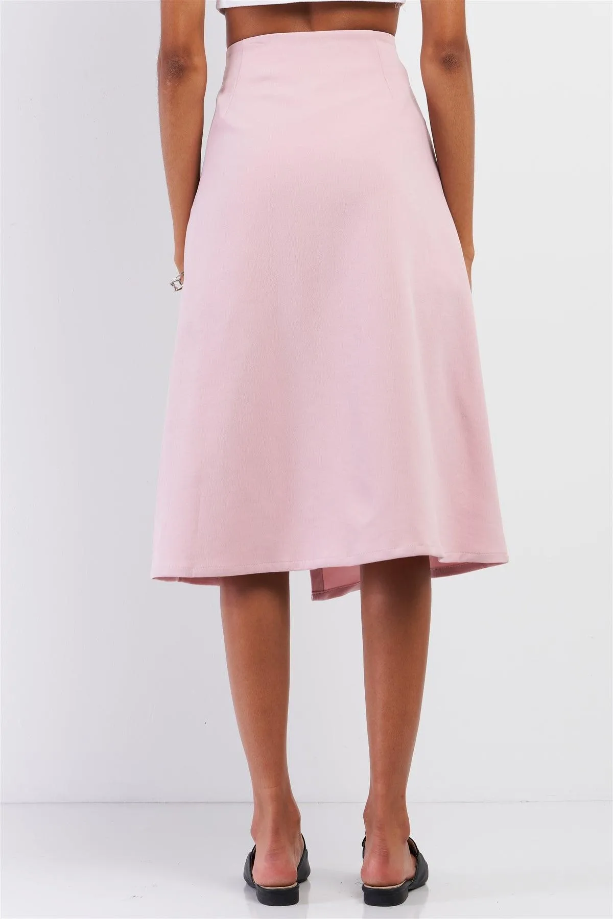 Pink Asymmetrical High Waisted Front Lace-Up Detail Skirt /1-2-2-1