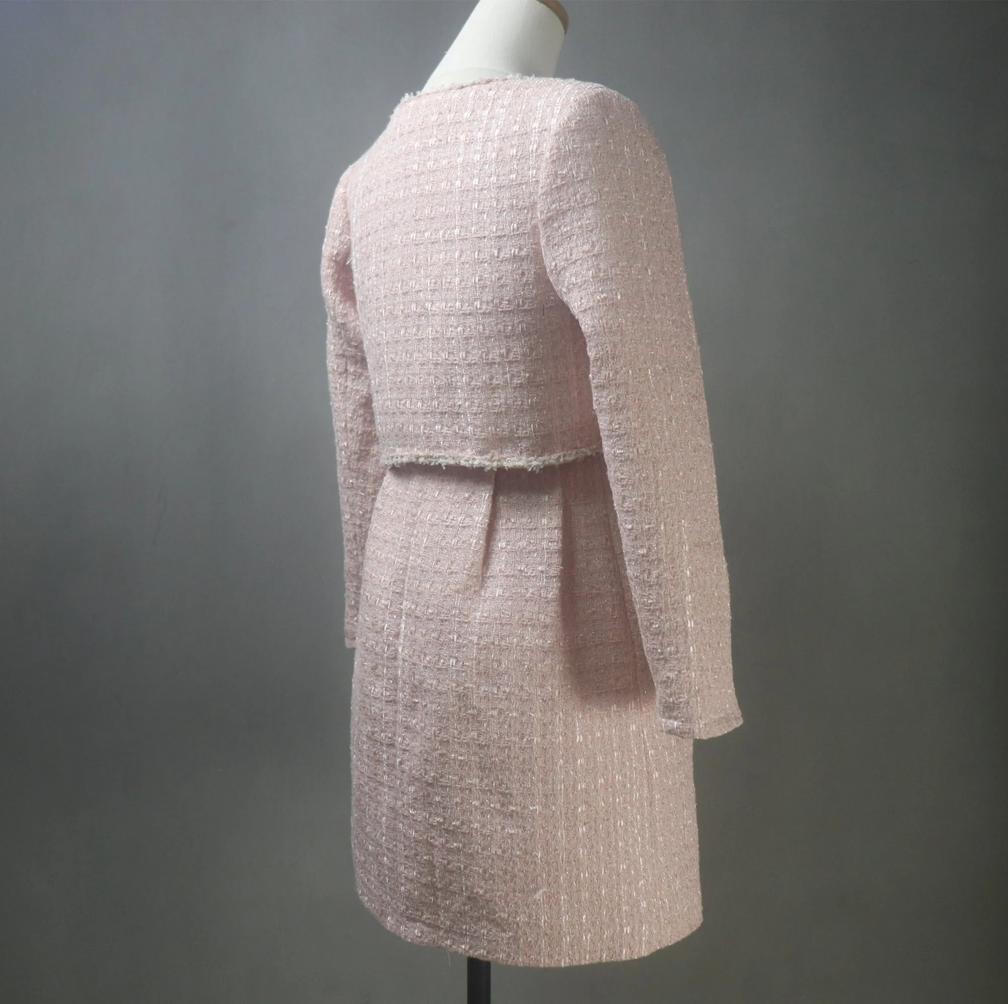 Pink Flare Dress Suit Custom Made in Plus / Petite Size with Matching Crop Jacket