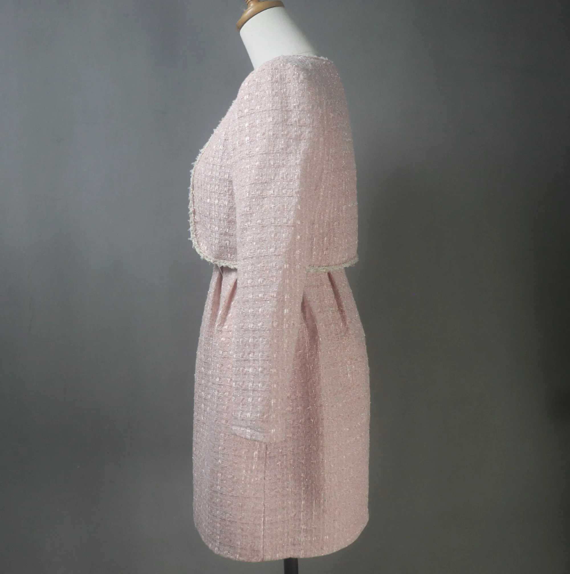 Pink Flare Dress Suit Custom Made in Plus / Petite Size with Matching Crop Jacket