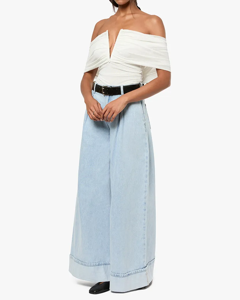 Pleated Wide Leg Jean