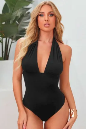 Plunge Halter Neck Bodysuit