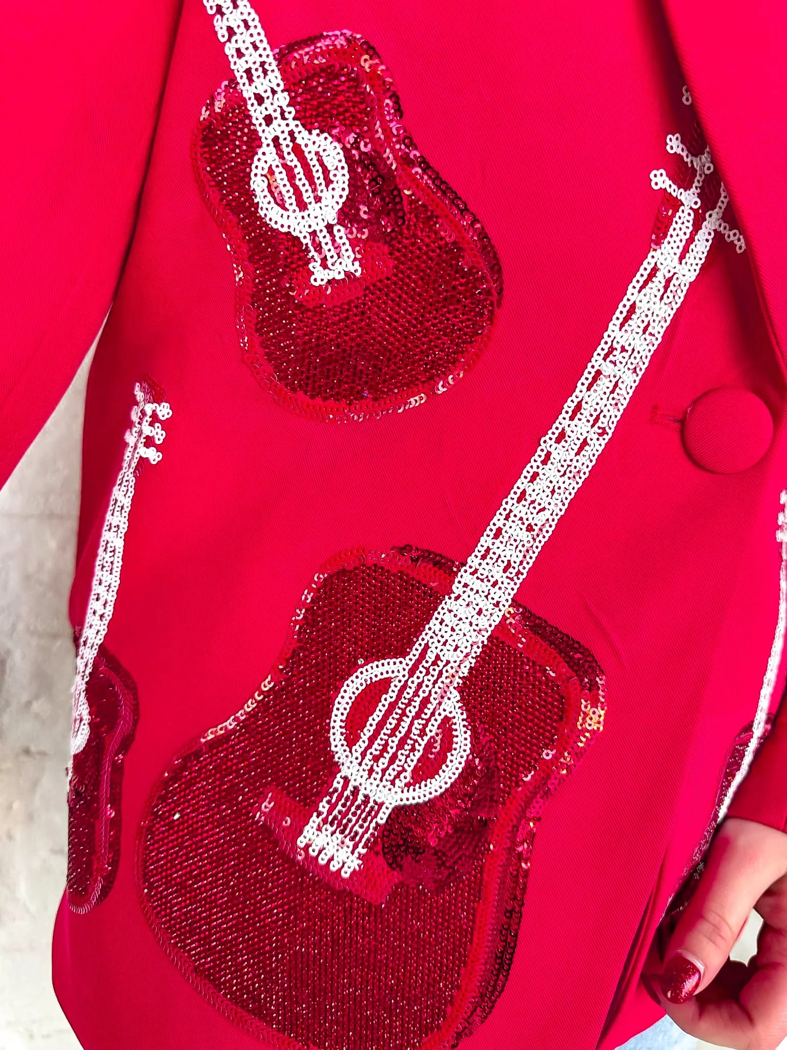 Queen Of Sparkles Red Guitar Blazer