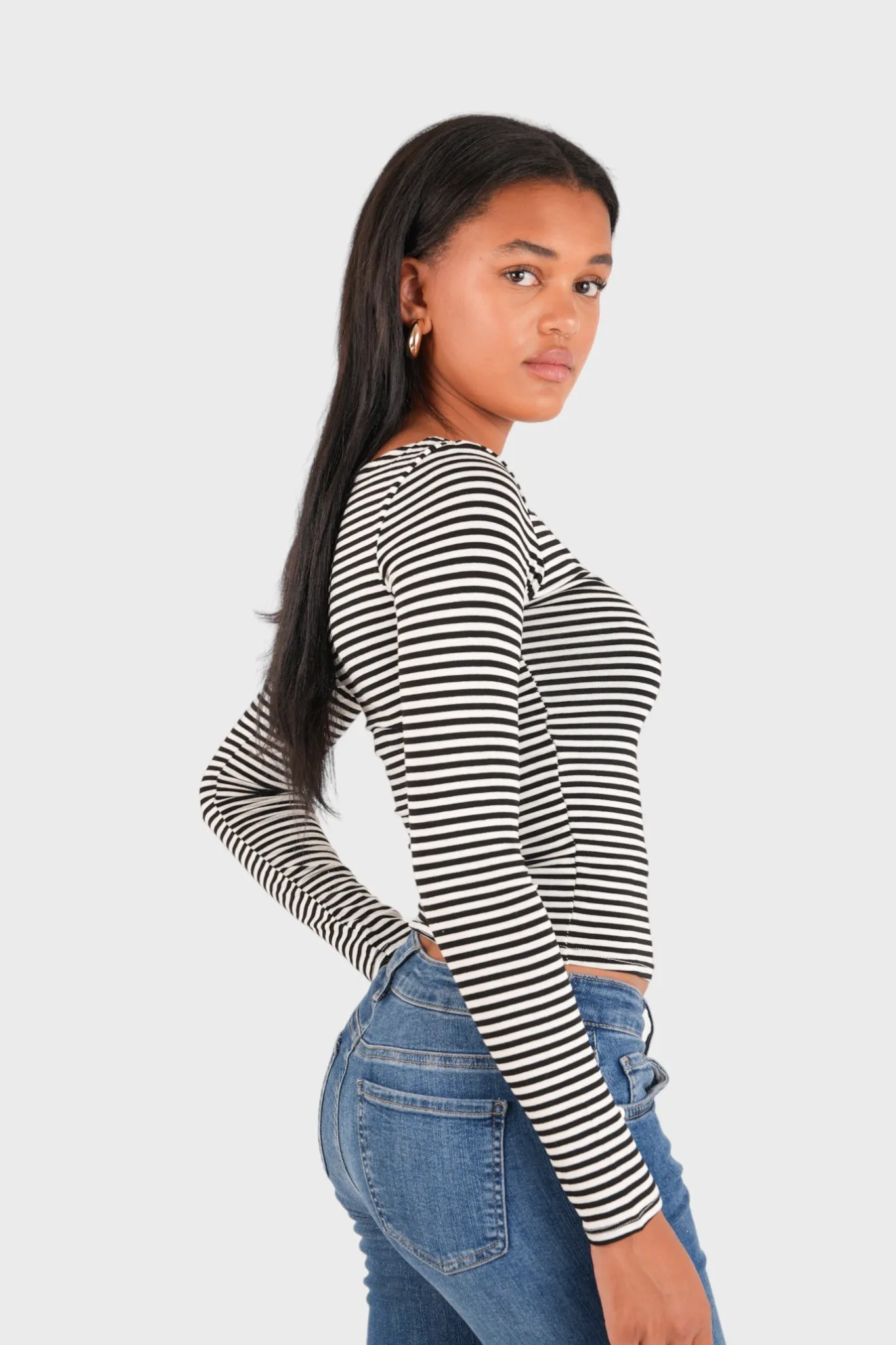 "Nola" top striped black