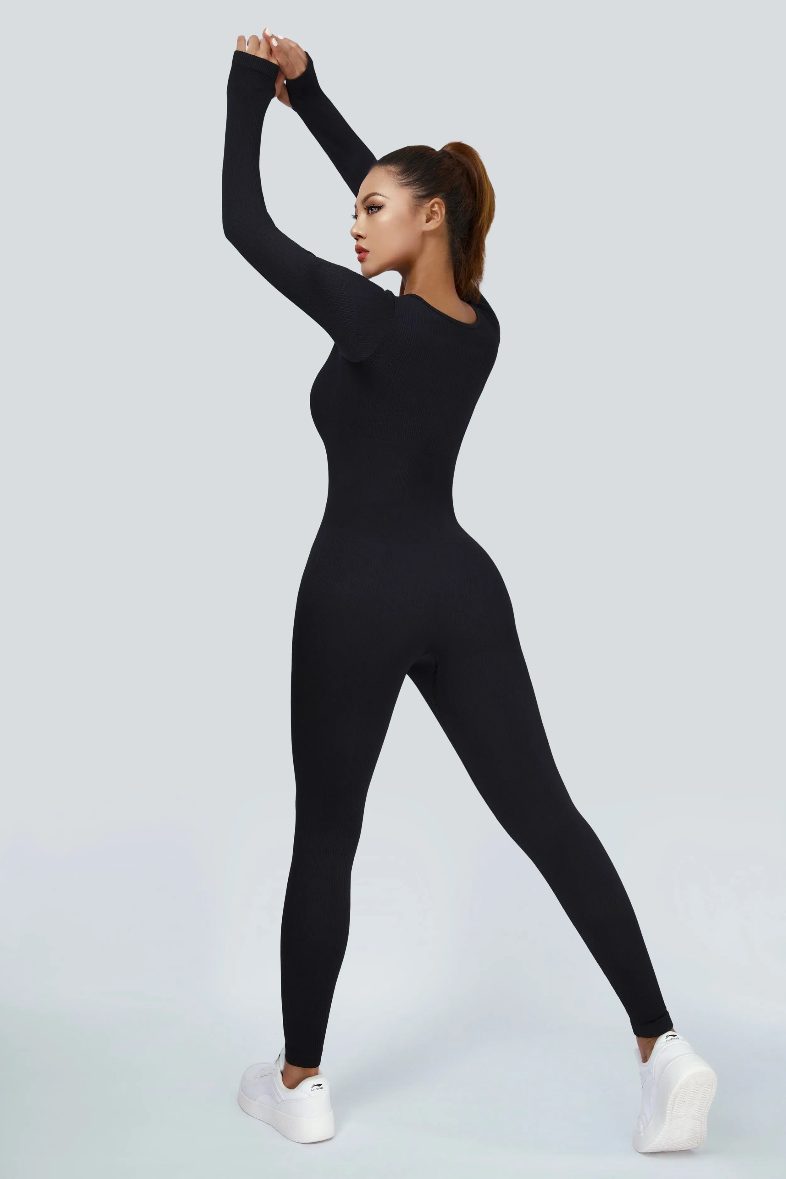 Ribbed Seamless Long Sleeve Jumpsuit