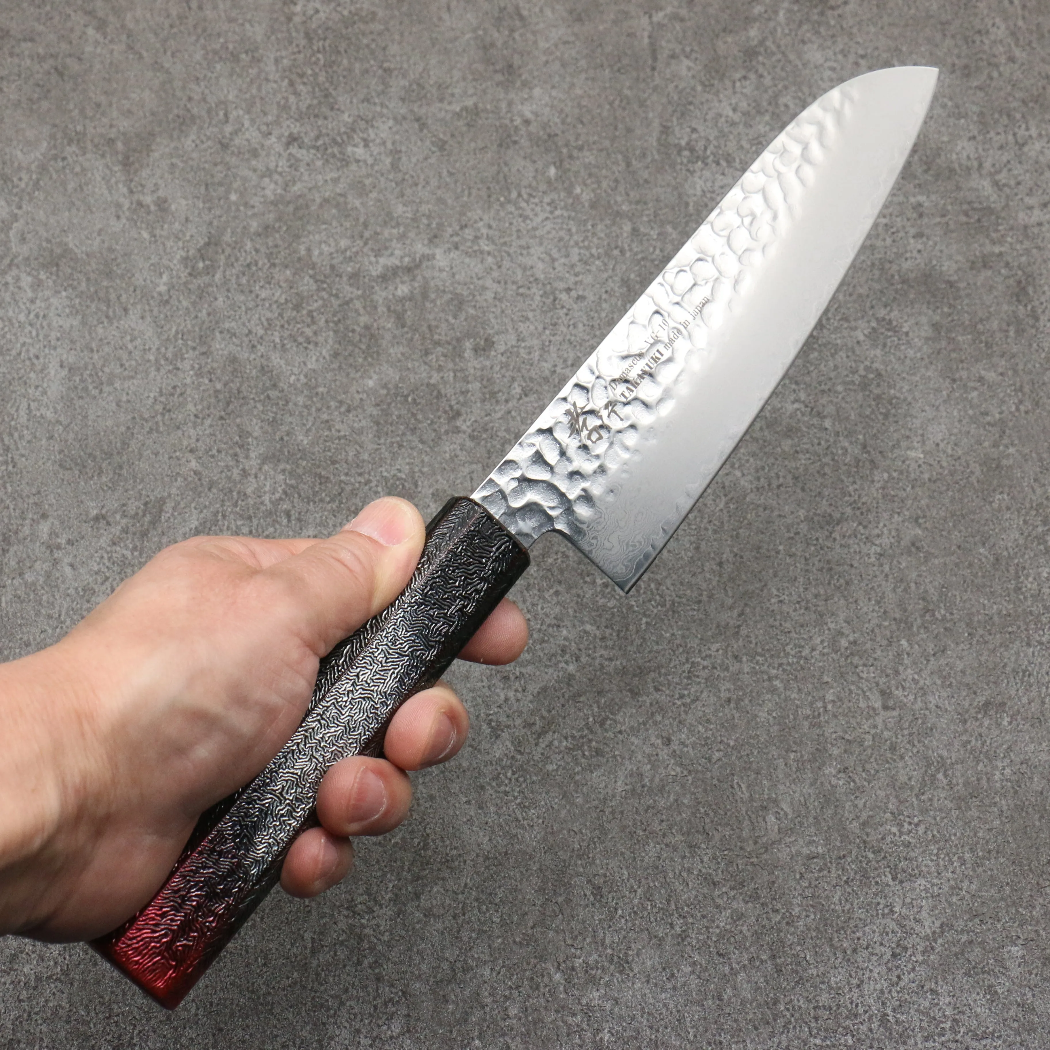 Sakai Takayuki Rinnou VG10 33 Layer Damascus Santoku 170mm Red Lacquered Handle