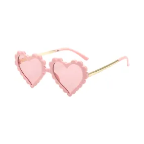 Scalloped Heart Sunglass, Pink and Gold