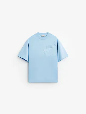 Script Pocket T-Shirt - Baby Blue