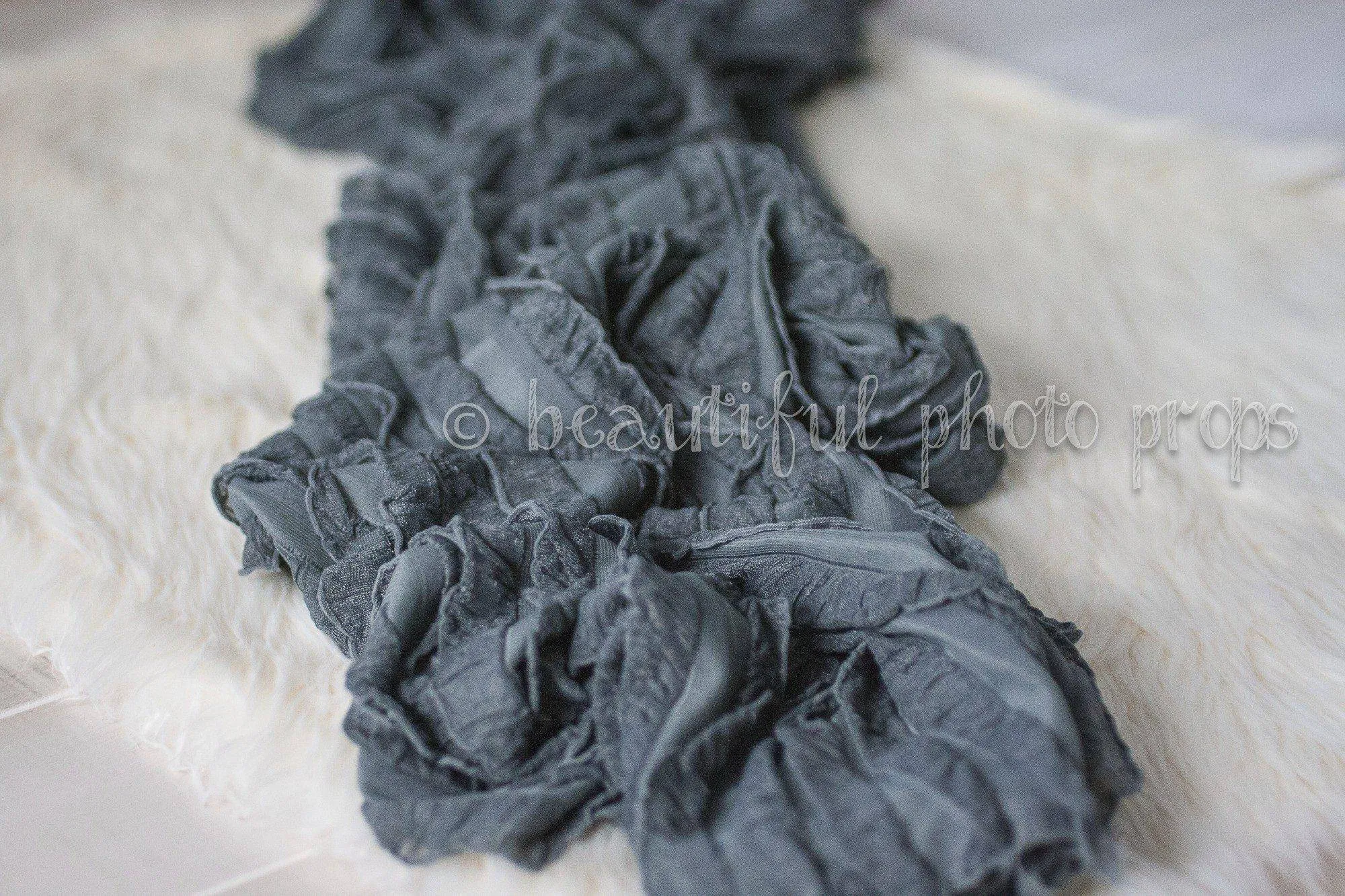 SET Gray Teal Lace Ruffle Fishnet Wrap Layering Set