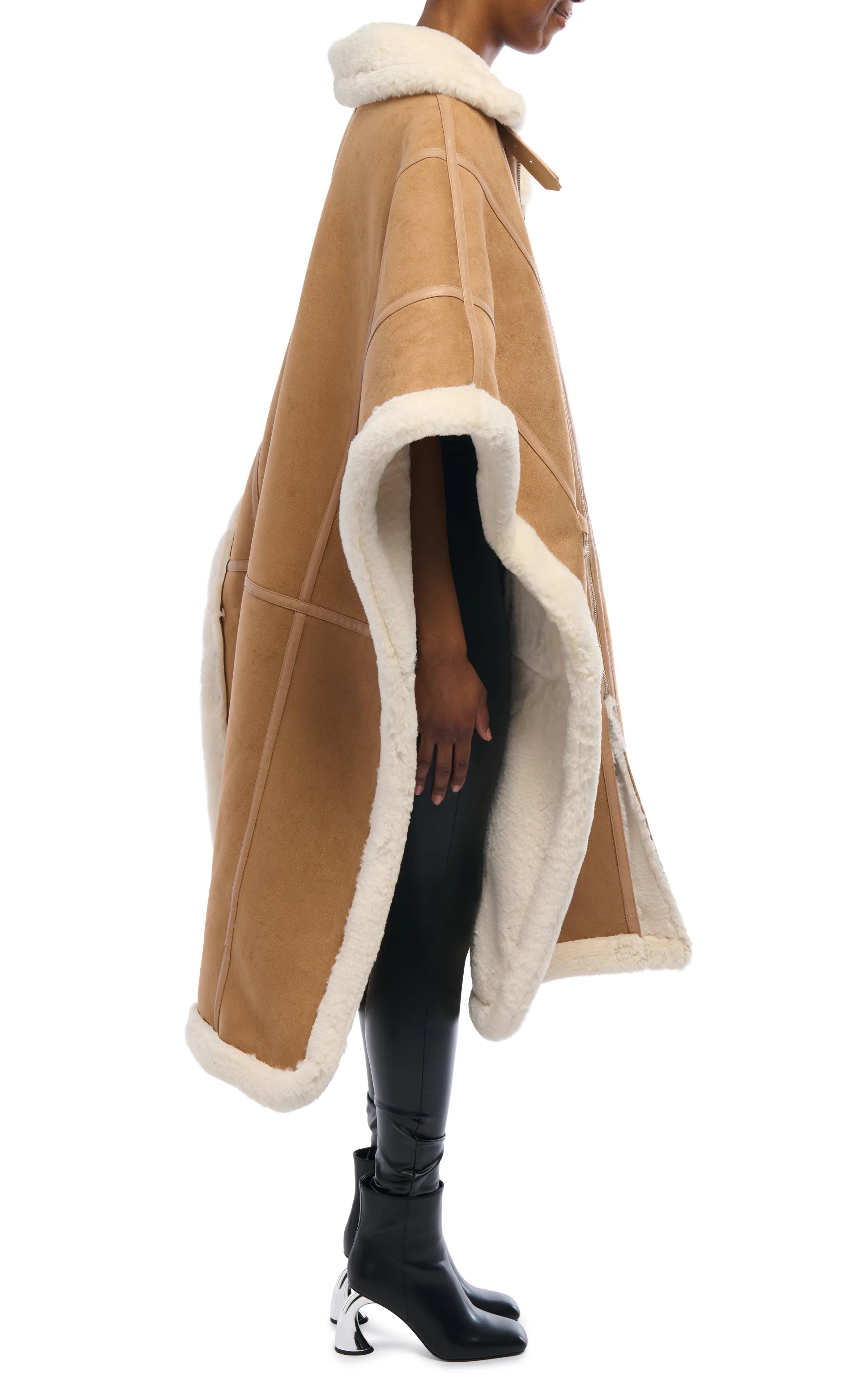 SHEARLING-PONCHO FAUX FUR JACKET