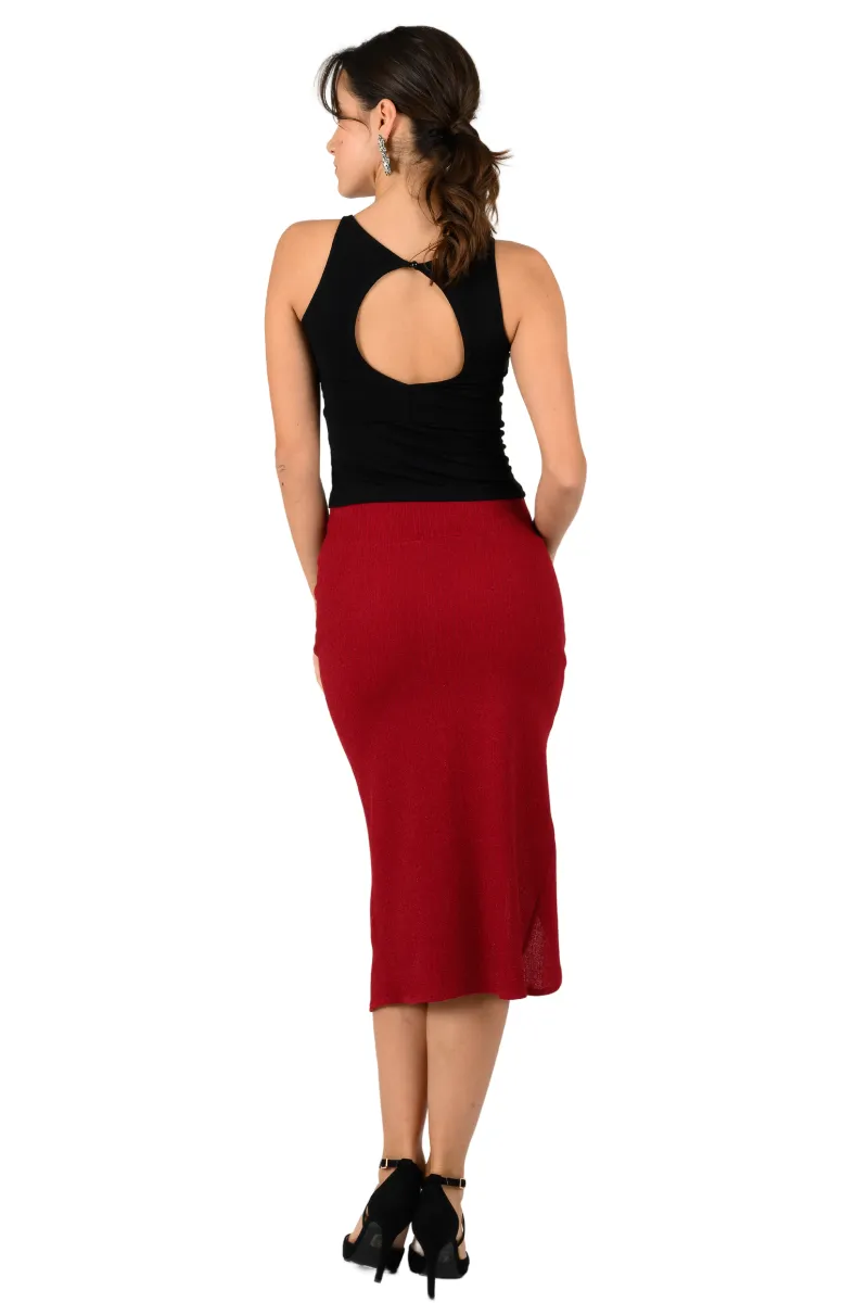 Shimmering Pencil Skirt With Gatherings