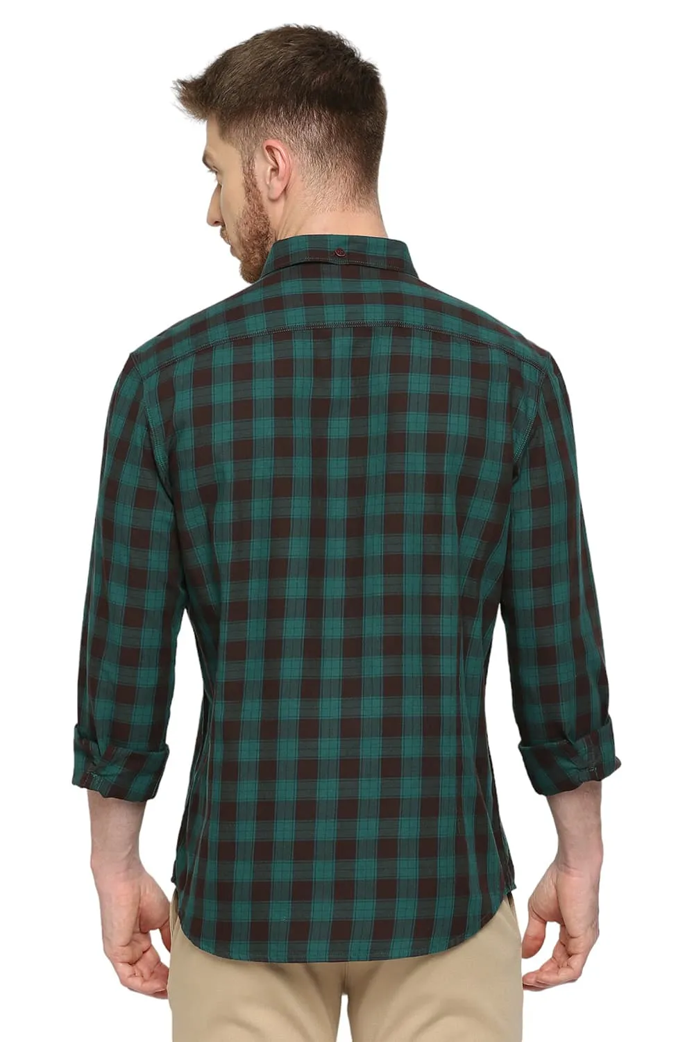 Slim Fit Cotton Twill Checks Shirt