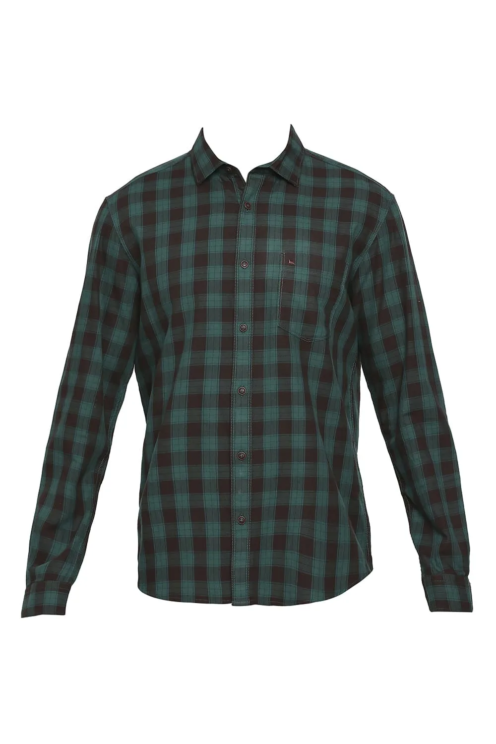 Slim Fit Cotton Twill Checks Shirt